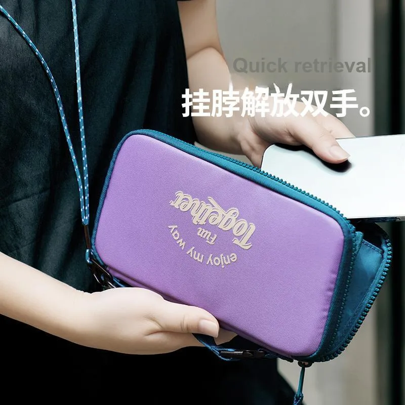 M Square Polyester ID Wallet Card Holder Passport Storage Bag Unisex Multicolor-7