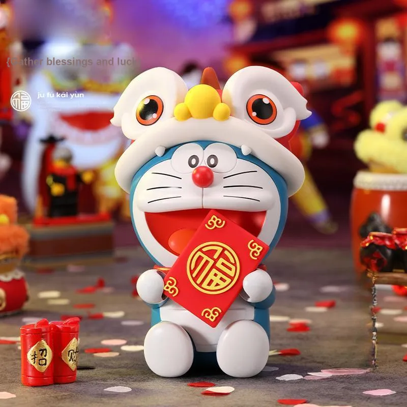 ROCK Doraemon Figure Print Year Of The Dragon New Year Aromatherapy Plush Ornament Chibi Figures-19