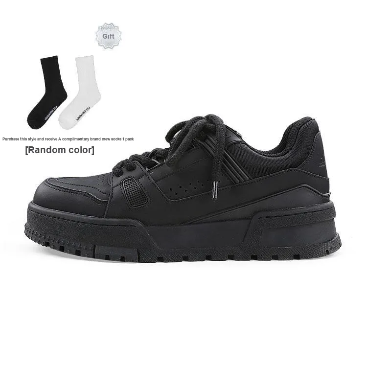 HANQIAORIJI Black Blood Series Skateboard Shoes Unisex Low Top Black-0