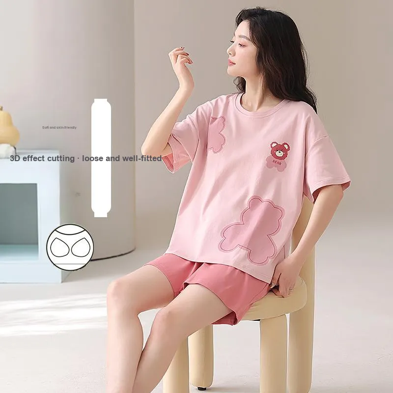 CHUDUAN Pajama Set Women's Pink-4