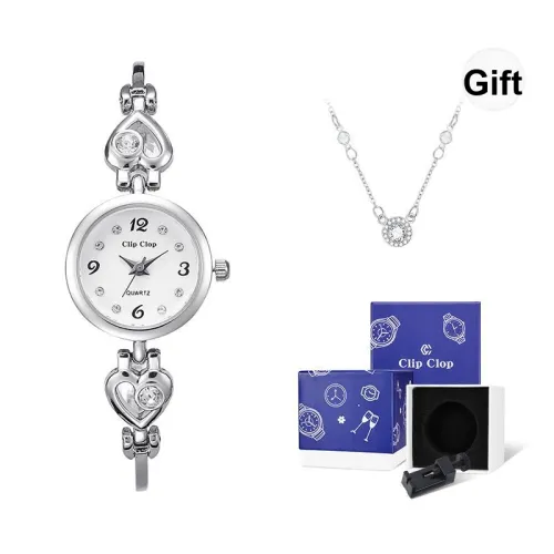 Clip Clop Кварцевый механизм сплав ремешок женские часы белый циферблат