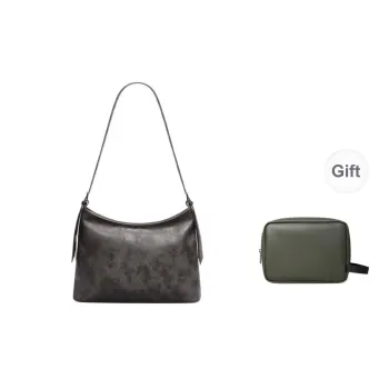 Gaston Luga PU Shoulder Bag, Crossbody Bag Women's Elegant Black/Vintage Brown