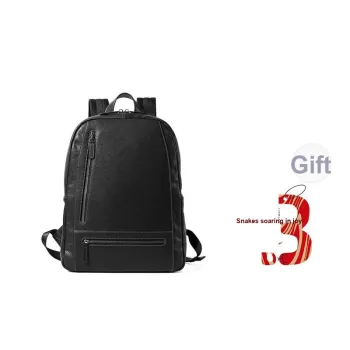Sharkborough Cow Leather Backpack Regular Men's Black