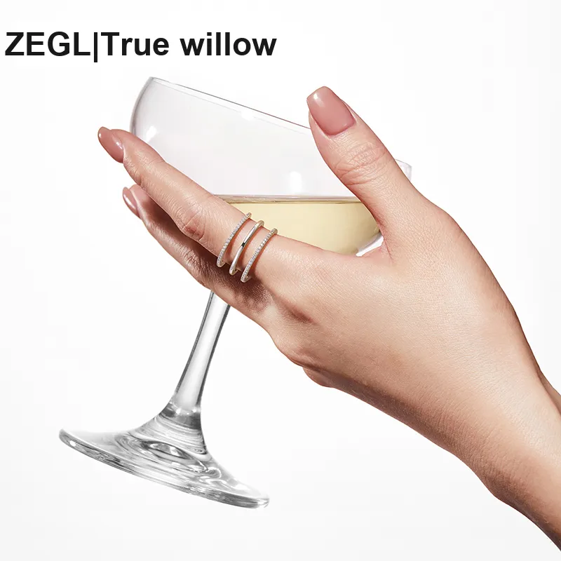 ZEGL White Gold Plated Copper Rings Women's-3