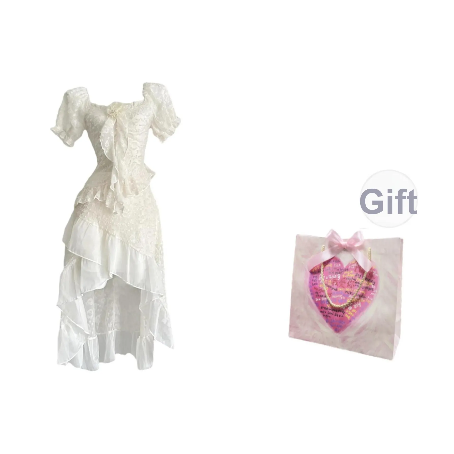 COSYISM Короткое платье с короткими рукавами женское белое