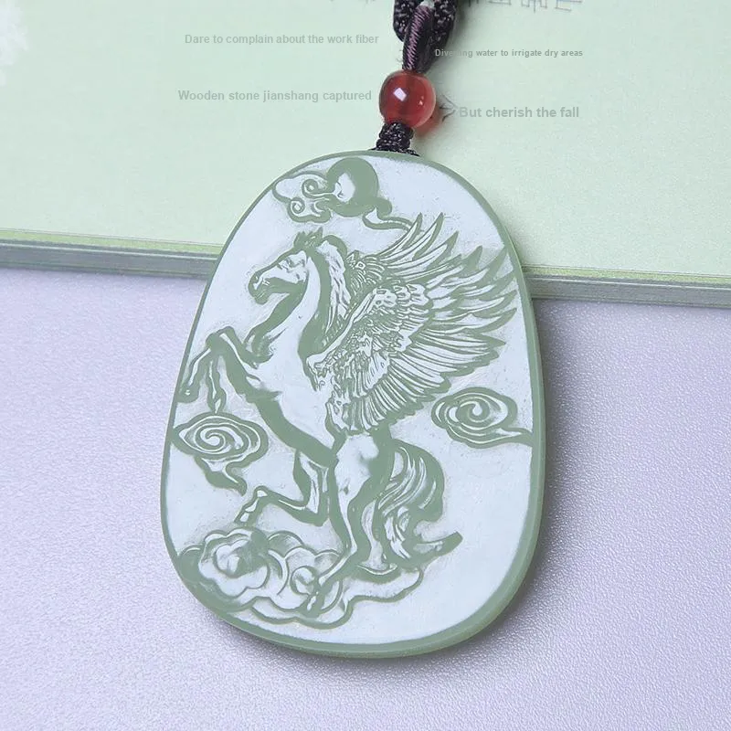 Ingenuity Hetian Jade Necklaces Pale Greenish White Jade Unisex-4