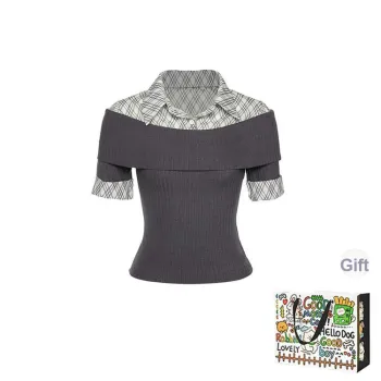 OURUOKE Shirts Women's Gray Shopping Bag Included