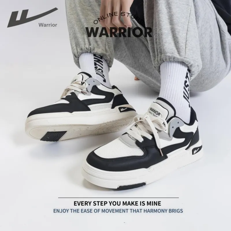 Warrior Low Top Skateboard Shoes Unisex Black White-7