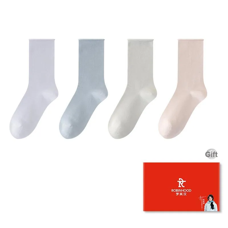 ROBINHOOD Mid Calf Socks Women's 4 Pack Gift Box Set-6
