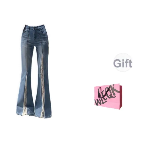 WLEQK Синий Женские Джинсы