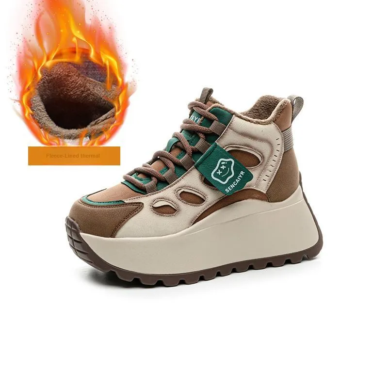 The Mystery Of Glamour Anti Slip And Wear Resistant Height Increasing Warm High Top Casual Shoes Women's-15