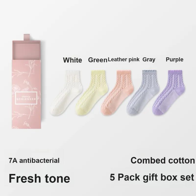 Shuya Mid Calf Socks Women's Box 5 Pack-1