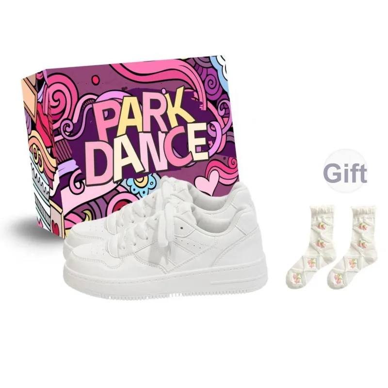PARK DANCE Low Top Skateboard Shoes Women's White Box-8