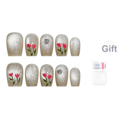 Song Biography Dreamy Crystal Cat Eye Tulip Осветляющий False Nail Короткий LADDER 15 мм