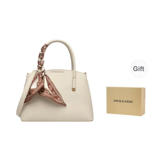 OMI Polyurethane Synthetic Leather Shopping Bag, One Shoulder Handbag Regular Women's White/Black/Khaki