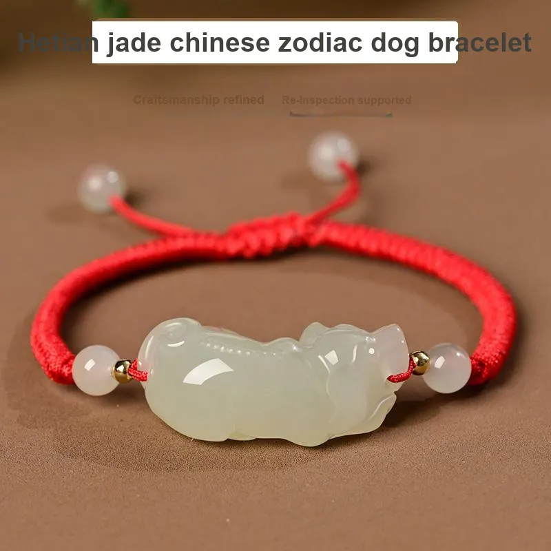 KUNYUYAO Hetian Jade Bracelets Pale Greenish White Jade Unisex-34