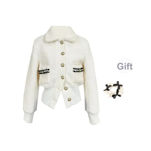 XUOIZA Экрю + Резинка для волос + С подарками Женские Куртки