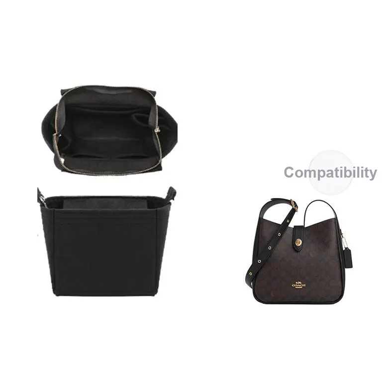 Felt Coach Storage Lining Zip Pocket Bag Accessory Women's Black