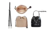 Coach Mini Snowflake Bucket Bag Black with Silver Buckle 90-120cm+Khaki Nylon Liner