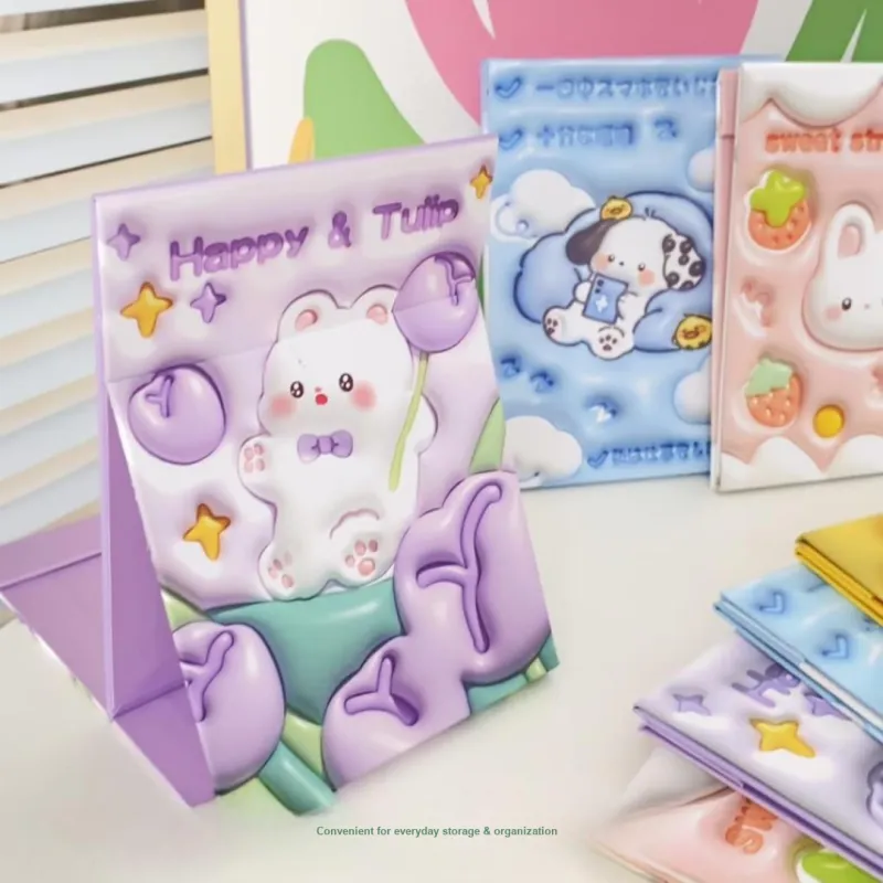 LUTEDAN Cartoon Foldable Make Up Mirrors Desktop Stand Large Size-8