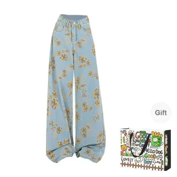 OURUOKE Jeans Women's Blue Shopping Bag Included