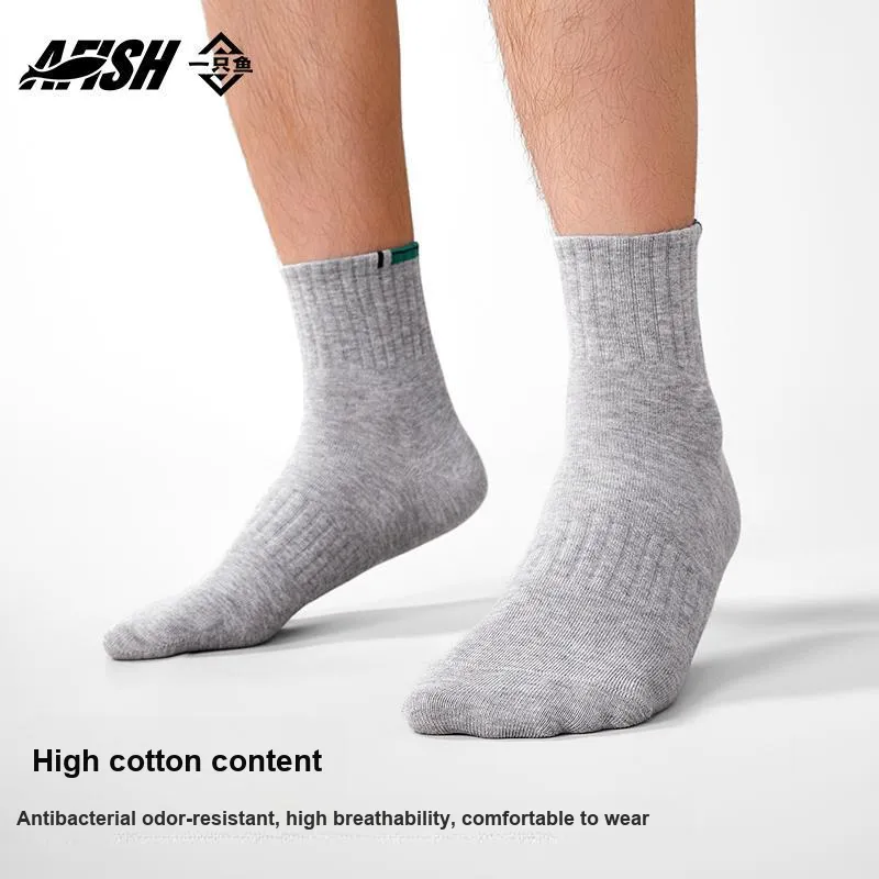 AFISH Mid Calf Socks Men's Shopping Bag 5 Pack-18