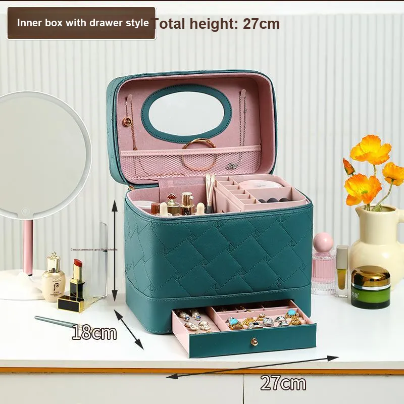 MUYAXUAN Large Capacity Makeup Bag, Travel Suitcase Storage Box-7