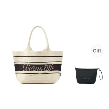 URANOLITH Fabric Tote Beach Bag Handbag Large Size Women's Beige Coffee Stripes/Beige/Blue Beige Stripes/Black