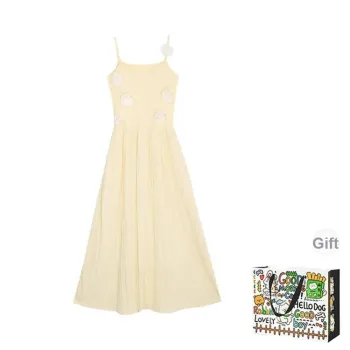 ZVJH Slip Dresses Women's Cream Yellow Shopping Bag