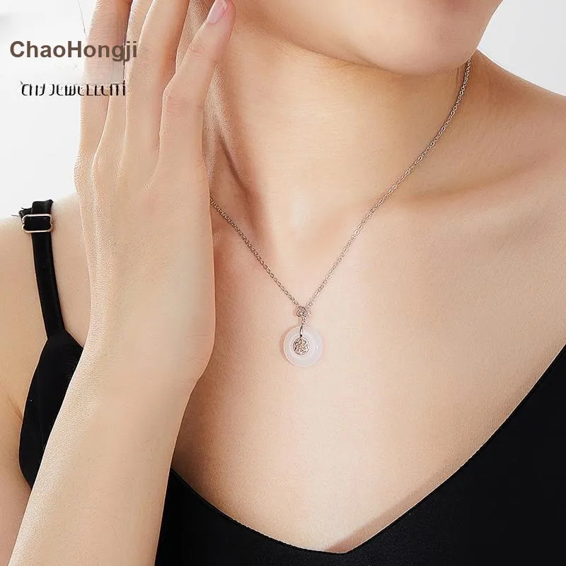 CHAOHONGJI Natural Chalcedony Necklaces Women's-4