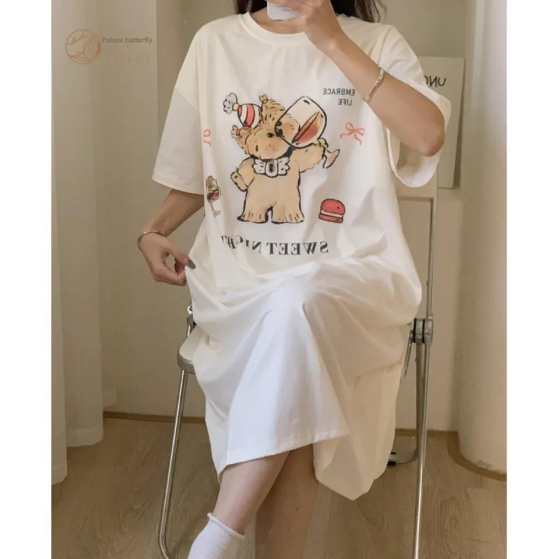 Gongdie x GANBEIXIAOGOUCHAHUA LIANMINGKUAN Nightgown Women's Apricot-1