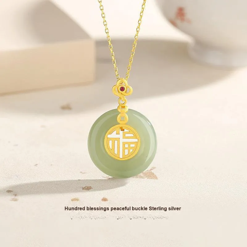 Andaozi Hetian Jade Necklaces Green Jade Women's-1