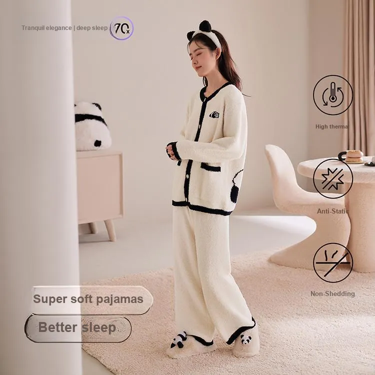 JINGYUN Deep Pajama 70 Pajama Set Winter Women's Pear White-1