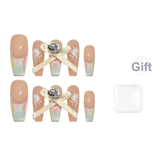 Song Biography Magic Mirror Розовый 3D-эффект Бант False Nail Средний LADDER 25мм