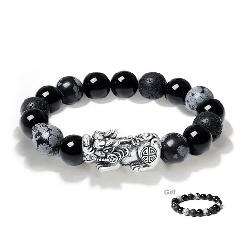 HAPPY BEAN Obsidian Bracelets Men's