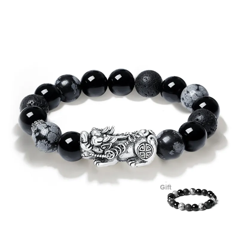 HAPPY BEAN Obsidian Bracelets Men's-0