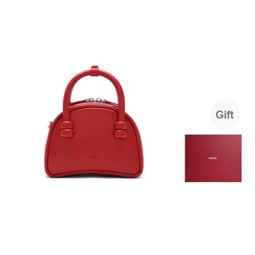 MUVA Cow Leather Boston Bag Handbags Crossbody Bags Small Size Women's Party Red Twilight Black Milkshake White