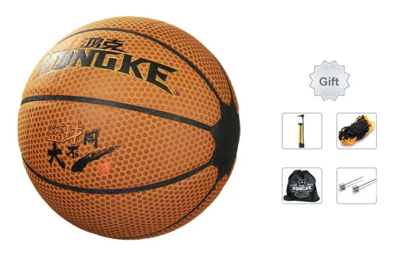HONGKE Microfiber Leather Basketball Light Brown Size 7 Training Unisex-6