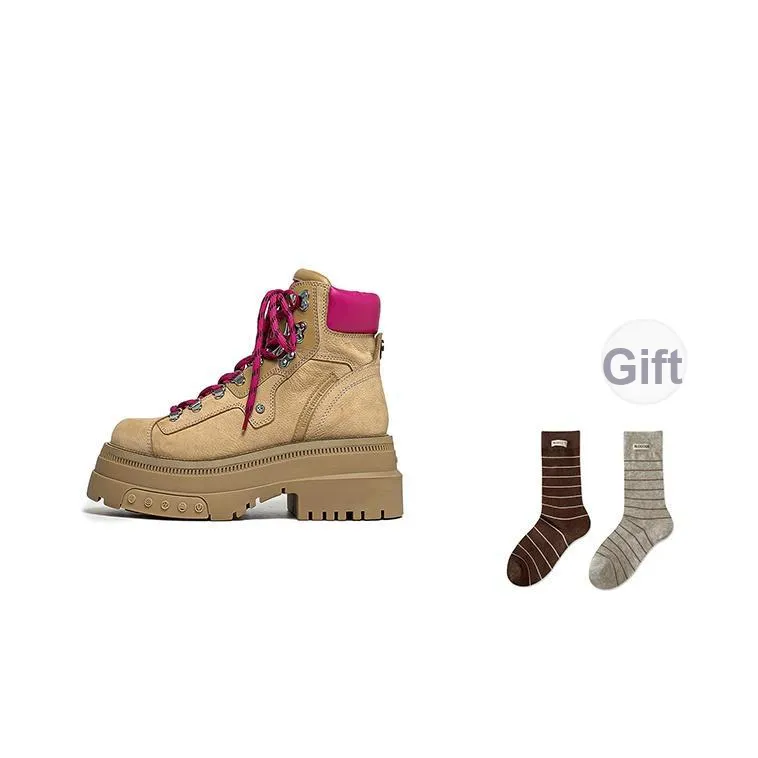 BLOCCO5 Короткий Мартин Boot Высокий каблук Женский Бежевый