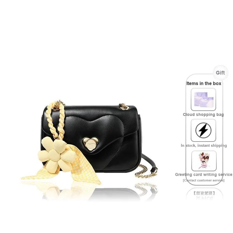 Teenmix Cowhide Split Leather Shoulder Bag, Chain Bag, Crossbody Bag, Shoulder Bag Regular Women's Ecru/Pink/Black-10