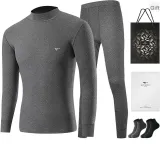 Mock Neck Clothing Sets (Dark Gray) 100% cotton Windproof/Includes 2 Pack Cotton Socks+Shopping Bag