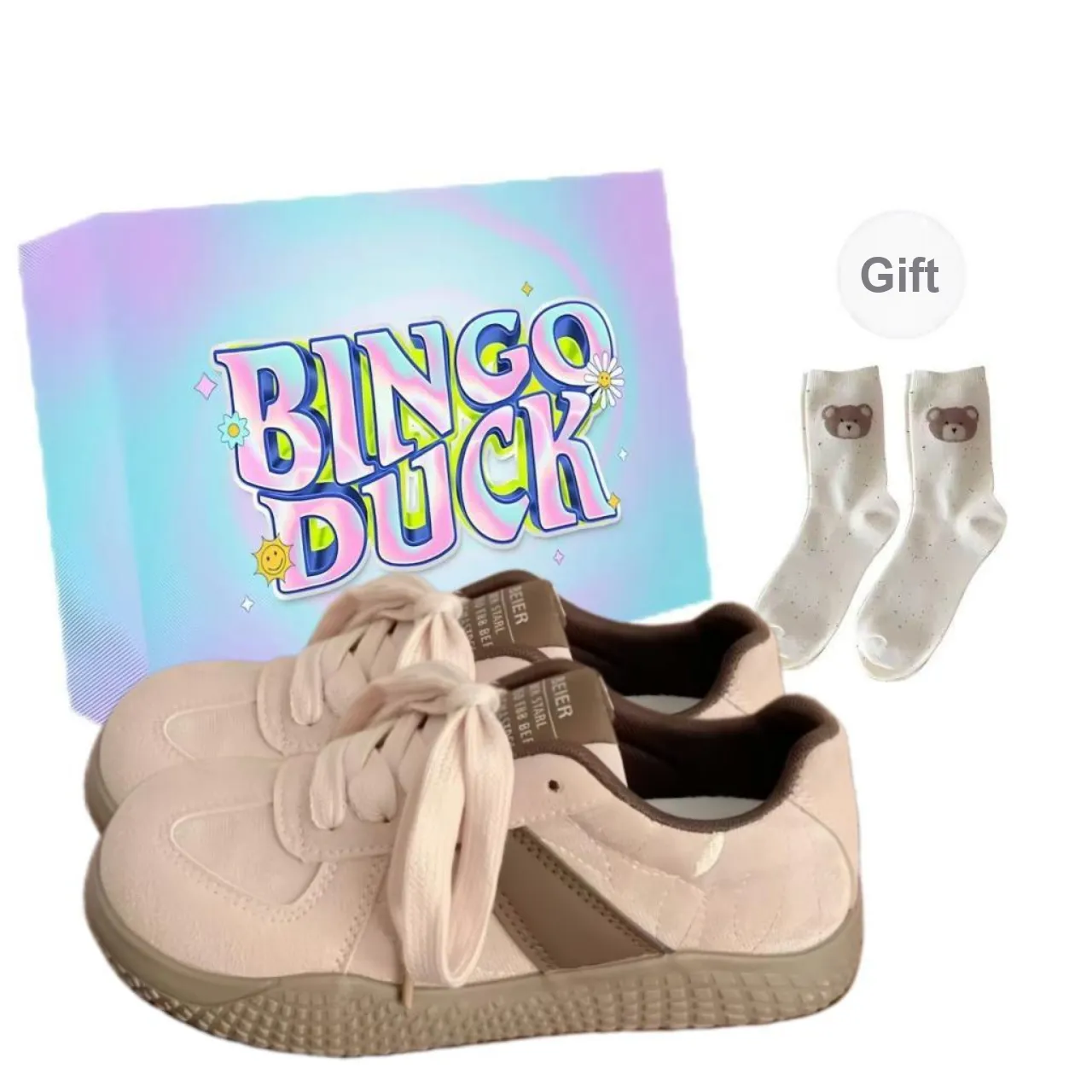BINGO DUCK Slip Resistant Low Top Skateboard Shoes Women's