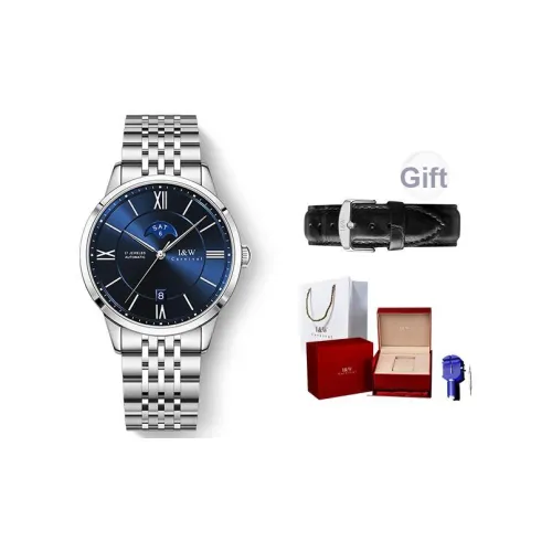 I W CARNIVAL HWGUOJI Автоматический механический механизм нержавеющая сталь ремешок часы для мужчин синий циферблат