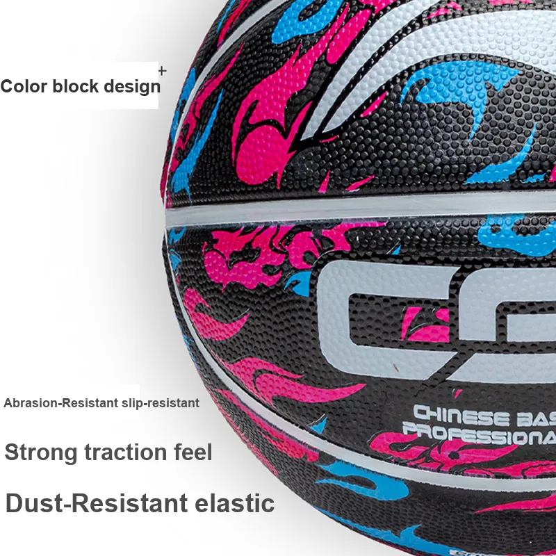 LiNing Rubber Basketball Black Blue Red Size 7 Training Competition-4