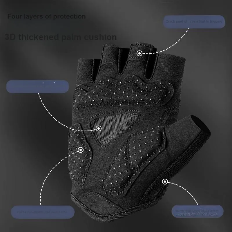 LiNing Cycling Gear Short Finger Cycling Glove Unisex Gray-3