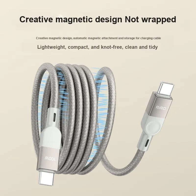 RIRO D50 1.5m Extended Length Type c To Type c 100W Upgraded Magnetic+High Density Yarn-3