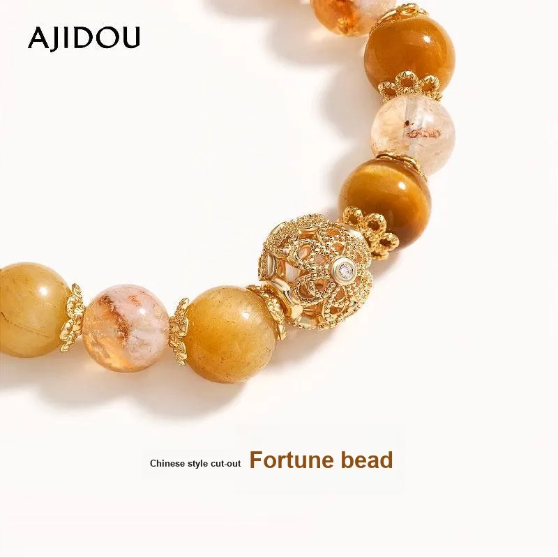 AJIDOU Citrine Bracelets Unisex Gold-2