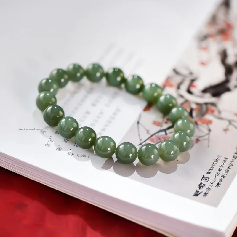 Gu He Hetian Jade Bracelets Green Jade Unisex-2