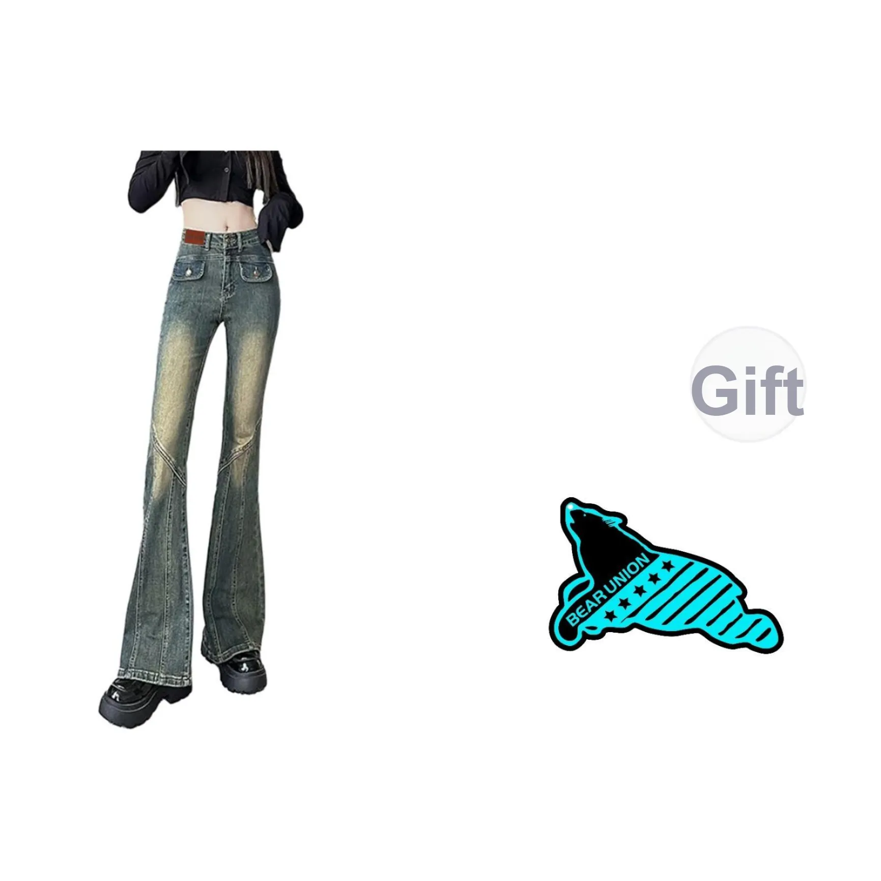 BEAR UNION Ностальгический синий Женские джинсы