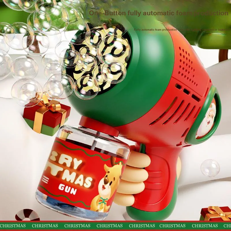 TEMI Christmas Handheld Cartoon Foam Gun Fully Automatic Bubble Machines-2